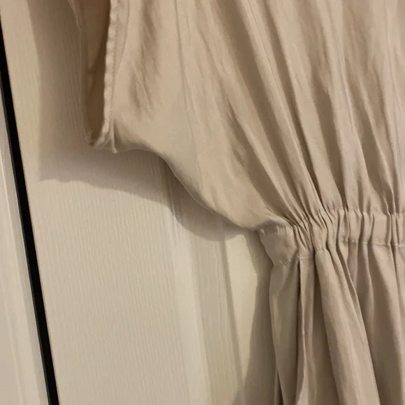 Brand New Express dress gray size xs silk fabric with silver accents pockets - Picture 3 of 8